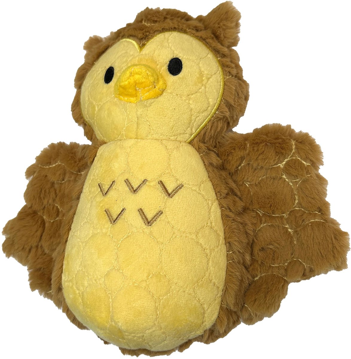 BITE FORCE Built with Kevlar Tough Plush Owl Dog Toy, Brown