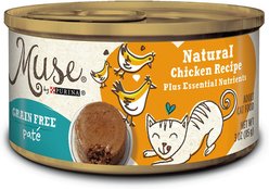 Purina Muse Natural Chicken Recipe Grain-Free Pate Canned Cat Food, 3-oz, case of 24