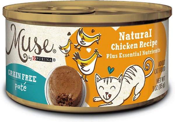 Purina Muse Natural Chicken Recipe Grain-Free Pate Canned Cat Food, 3-oz, case of 24 slide 1 of 7