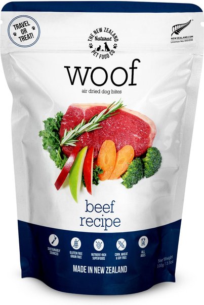 The New Zealand Natural Pet Food Co. Woof Beef Air Dried Dog Food, 3.5-oz bag