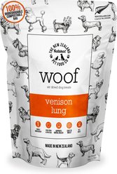 The New Zealand Natural Pet Food Co. Woof Venison Lung Air Dried Dog Treat, 1.76-oz bag