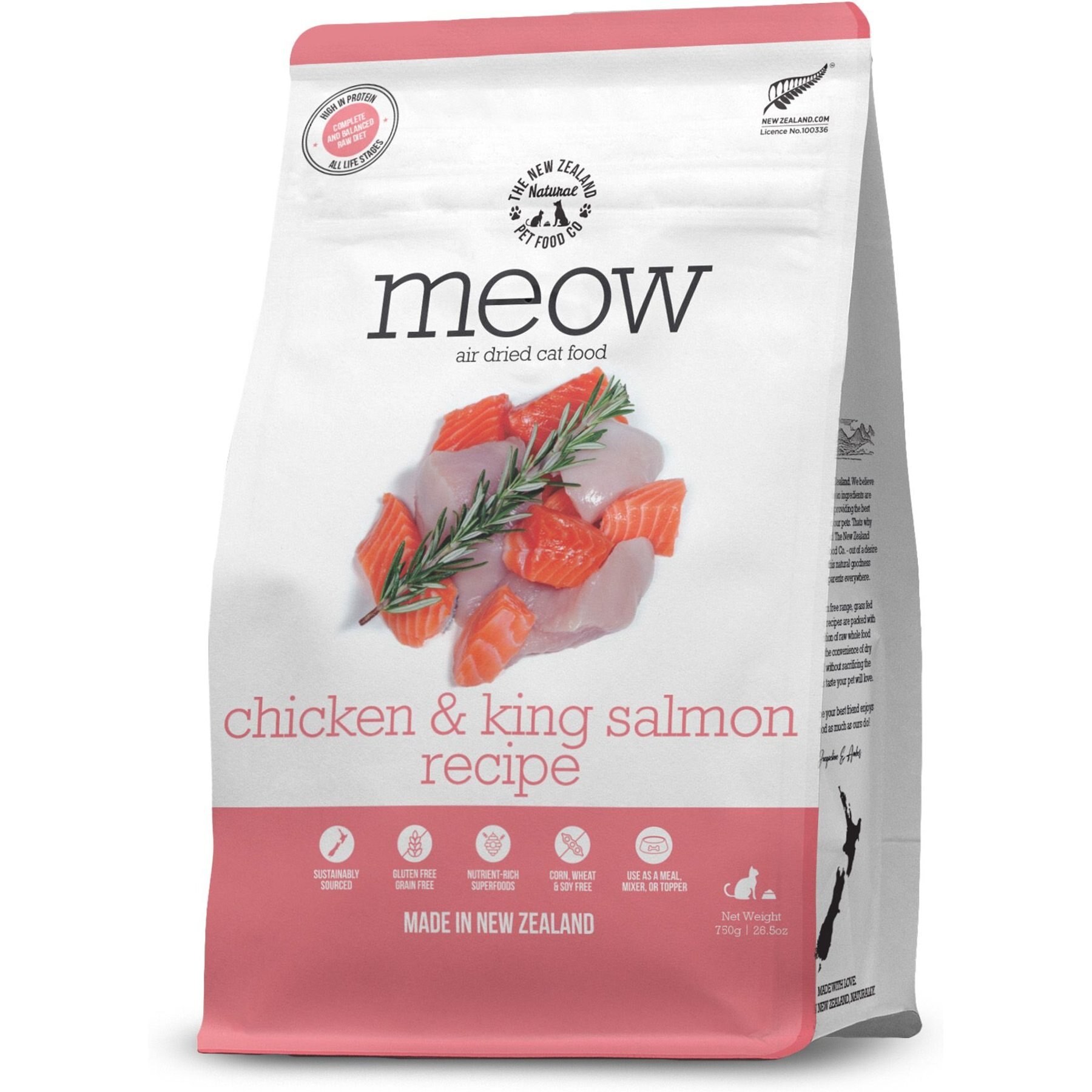 The New Zealand Natural Pet Food Co. Meow Chicken & Salmon Air Dried Cat Food, 26.5-oz bag