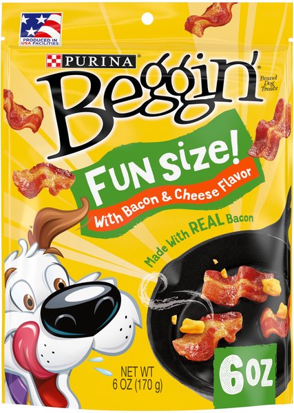 Purina Beggin' Fun Size Bacon & Cheese Flavored Dog Treats, 6-oz pouch slide 1 of 10
