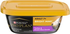 Purina Pro Plan Bright Mind Senior Adult 7+ Turkey & Brown Rice Entree Wet Dog Food, 10-oz tub, case of 8