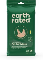 Earth Rated Hypoallergenic & Plant Based Oatmeal Scent Dog Ear Wipes, 60 Count
