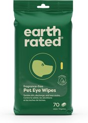 Earth Rated Hypoallergenic Plant Based Fragrance Free Dog Eye Wipes, 60 Count 
