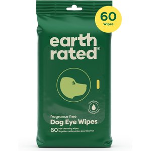 Earth Rated Hypoallergenic Dirt & Tear Stain Removal Fragrance Free Dog Eye Wipes, 60 count