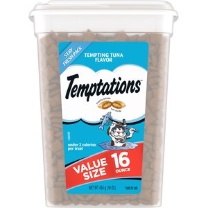 Temptations Classic Tempting Tuna Flavor Soft & Crunchy Cat Treats, 16-oz tub
