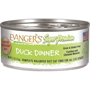Evanger's Super Premium Duck Dinner Grain-Free Canned Cat Food, 5.5-oz, case of 24