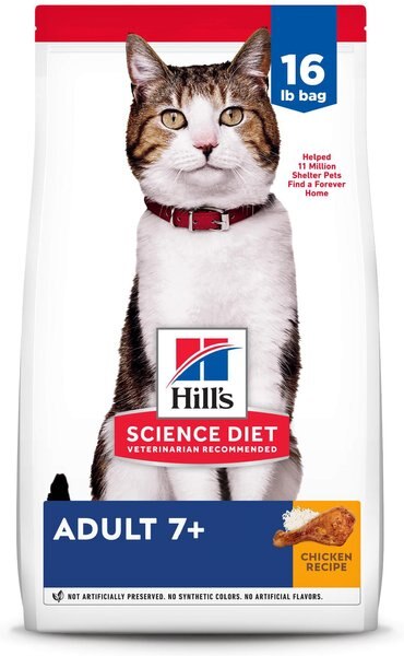 HILL'S SCIENCE DIET Adult 7+ Chicken Recipe Dry Cat Food, 16-lb bag ...