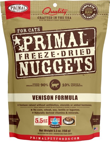 Primal Venison Nuggets Grain-Free Raw Freeze-Dried Cat Food, 5.5-oz bag slide 1 of 7