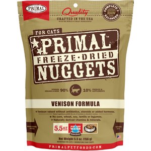 Primal Venison Nuggets Grain-Free Raw Freeze-Dried Cat Food, 5.5-oz bag