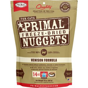 Primal Venison Nuggets Grain-Free Raw Freeze-Dried Cat Food, 14-oz bag