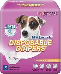 Honey Care All-Absorb Super Absorbent Disposable Female Dog Diapers, Small: 12 to 20-in waist, 40 count