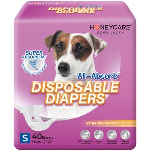 Honey Care All-Absorb Super Absorbent Disposable Female Dog Diapers, Small: 12 to 20-in waist, 40 count