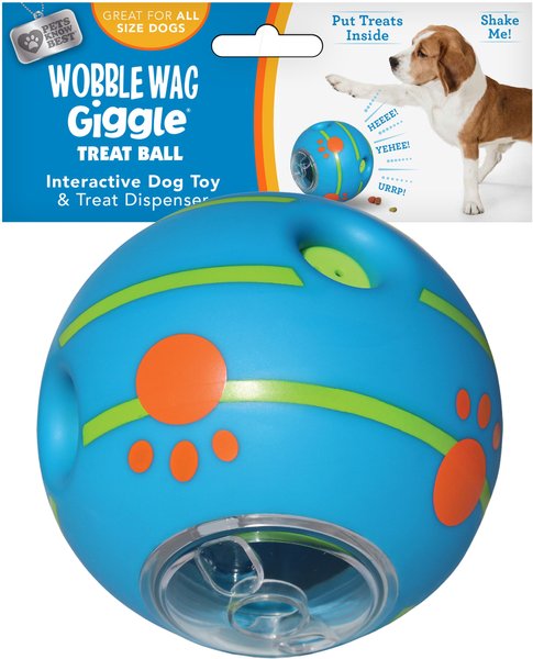 Wobble Wag Giggle Treat Dispensing Squeaky Ball Dog Toy, Blue