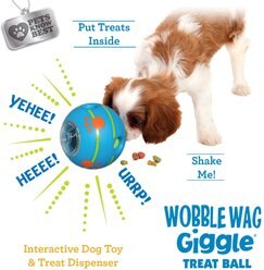 Wobble Wag Giggle Treat Dispensing Squeaky Ball Dog Toy, Blue slide 2 of 8