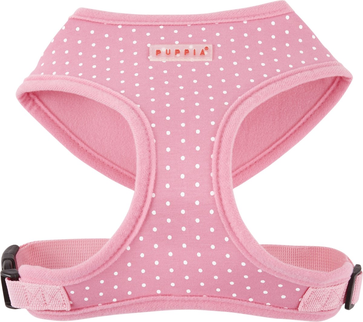 PUPPIA Dotty Print Polyester Back Clip Dog Harness, Pink Dotty