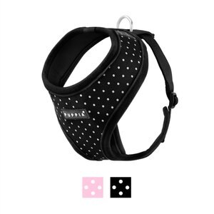 Puppia Dotty Print Polyester Back Clip Dog Harness, Black Dotty, Medium: 14.2 to 22.8-in chest
