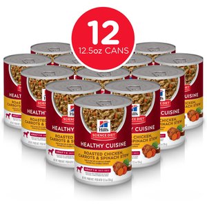 Hill's Science Diet Adult Healthy Cuisine Roasted Chicken, Carrots & Spinach Stew Canned Dog Food, 12.5-oz, case of 12