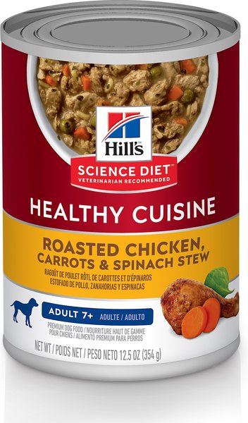 Hill's Science Diet Adult 7+ Healthy Cuisine Roasted Chicken, Carrots & Spinach Stew Canned Dog Food, 12.5-oz, case of 12 slide 1 of 10