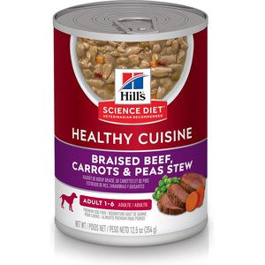 Hill's Science Diet Adult Healthy Cuisine Braised Beef, Carrots & Peas Stew Canned Dog Food, 12.5-oz, case of 12