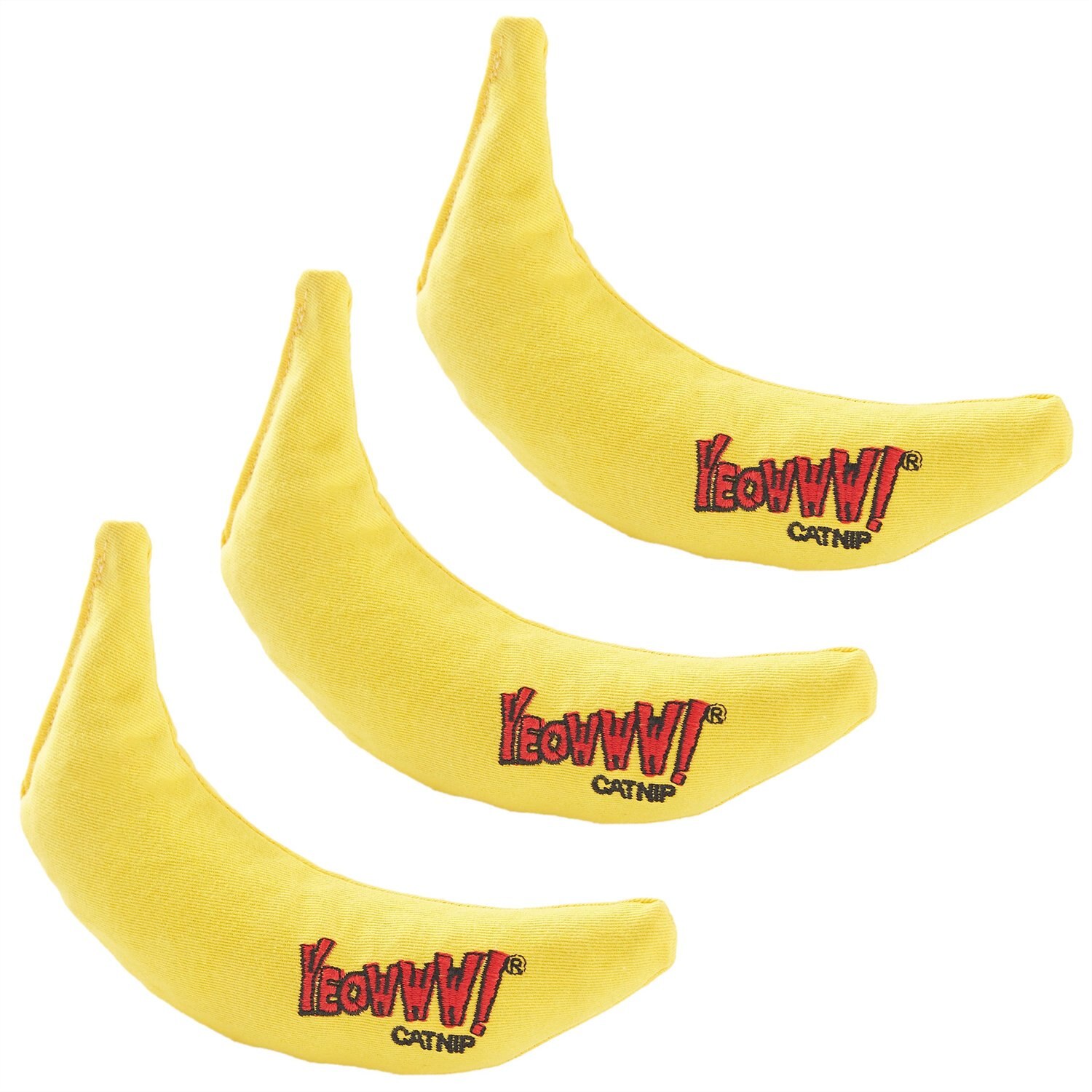 YEOWWW! Catnip Yellow Banana Cat Toy, 3 count