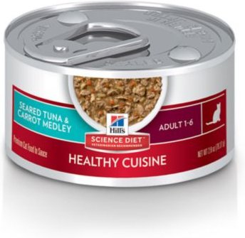 Hill's Science Diet Adult Healthy Cuisine Seared Tuna & Carrot Medley Canned Cat Food, 2.8-oz, case of 24 slide 1 of 10