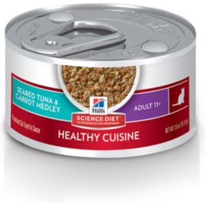 Hill's Science Diet Adult 11+ Healthy Cuisine Seared Tuna & Carrot Medley Canned Cat Food, 2.8-oz, case of 24