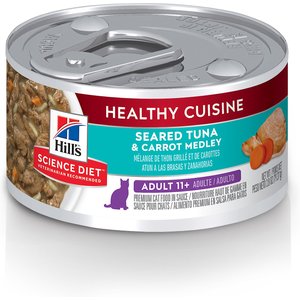 Hill's Science Diet Adult 11+ Healthy Cuisine Seared Tuna & Carrot Medley Canned Cat Food, 2.8-oz, case of 24