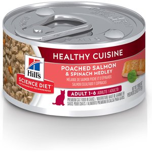 Hill's Science Diet Adult Healthy Cuisine Poached Salmon & Spinach Medley Canned Cat Food, 2.8-oz, case of 24