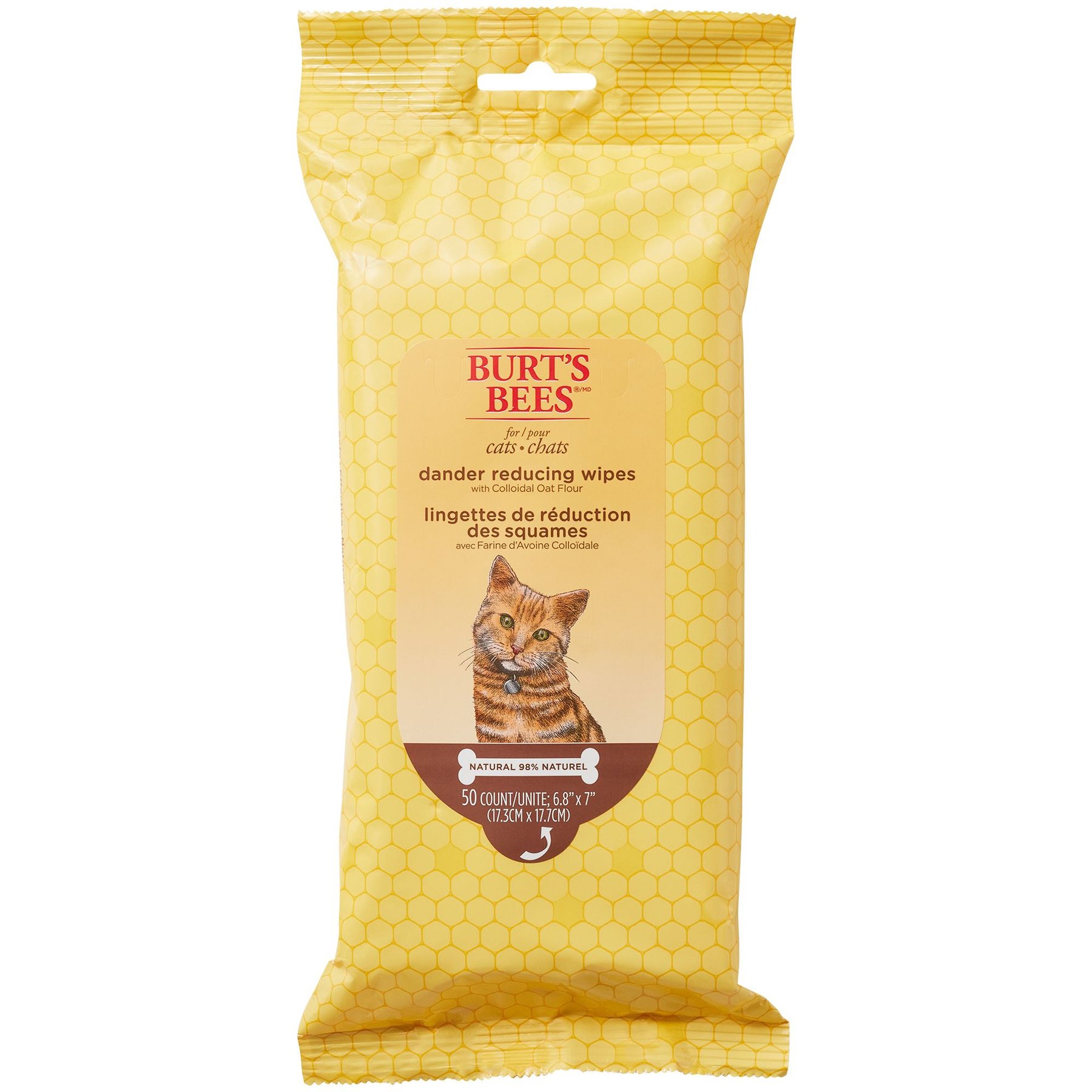 Burt s Bees Dander Reducing Wipes with Colloidal Oat Flour Aloe Vera for Cats