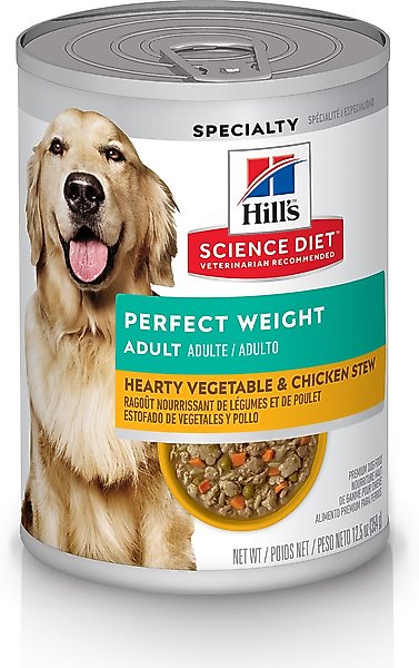Hill's Science Diet Adult Perfect Weight Hearty Vegetable & Chicken Stew Canned Dog Food, 12.5-oz, case of 12 slide 1 of 11