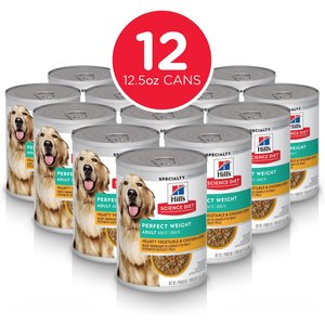 Hill's Science Diet Adult Perfect Weight Hearty Vegetable & Chicken Stew Canned Dog Food, 12.5-oz, case of 12