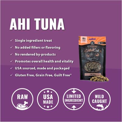 Show full view: Vital Essentials Ahi Tuna Freeze-Dried Cat Treats, 1.1-oz bag slide 4 of 7