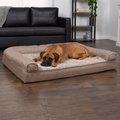 FurHaven Pet Products Luxe Fur & Performance Linen Full Support Dog & Cat Bed, Woodsmoke, Jumbo Plus