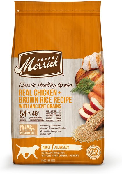 Merrick Classic Healthy Grains Real Chicken + Brown Rice Recipe with Ancient Grains Adult Dry Dog Food, 4-lb bag slide 1 of 10