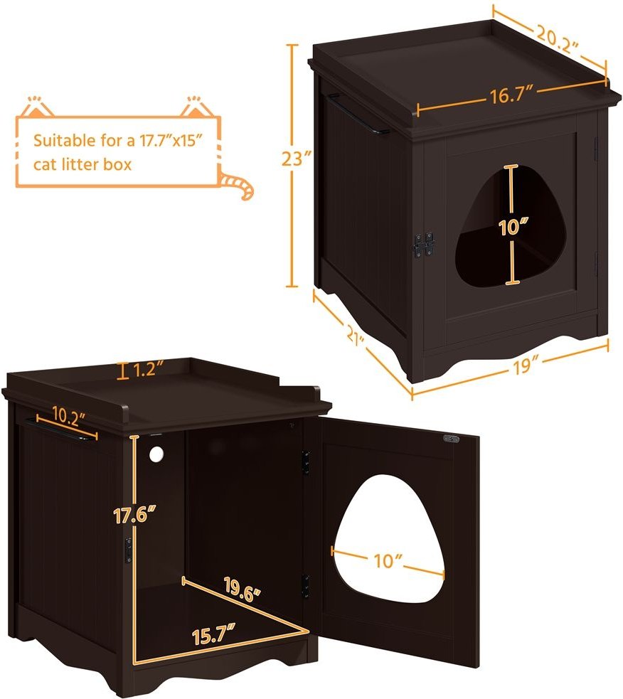 YAHEETECH Indoor Cat Litter Box Enclosure, Medium, Espresso