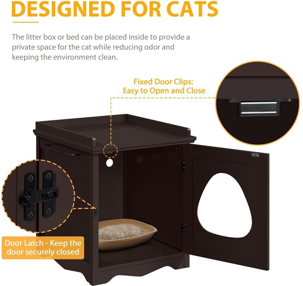 YAHEETECH Indoor Cat Litter Box Enclosure, Medium, Espresso