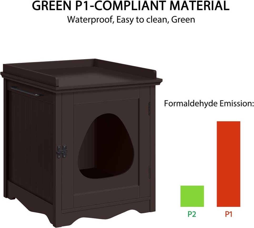 YAHEETECH Indoor Cat Litter Box Enclosure, Medium, Espresso