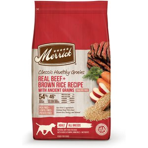 Merrick Classic Healthy Grains Real Beef + Brown Rice Recipe with Ancient Grains Adult Dry Dog Food, 12-lb bag