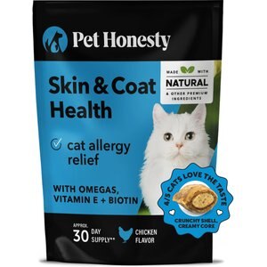 PetHonesty Skin & Coat Health Chews Supplement for Cats, 3.7-oz bag