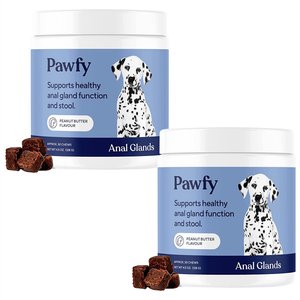 Pawfy Anal Gland Peanut Butter Flavored Supplement for Dogs, 60 count
