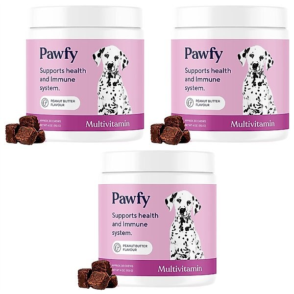 PAWFY Multivitamin Peanut Butter Flavor Supplement for Dogs, 90 count
