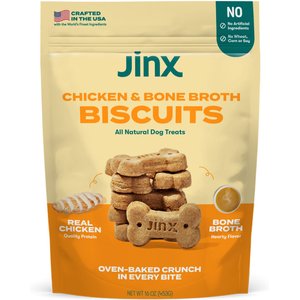 Jinx Chicken & Bone Broth Biscuits Crunchy Dog Treats, 16-oz bag