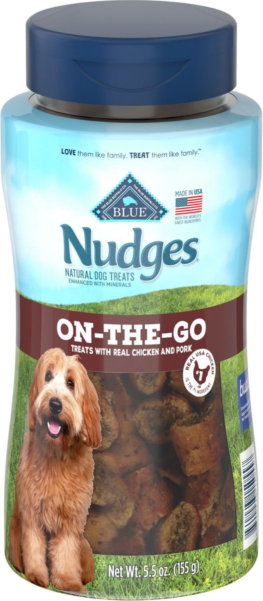 BLUE BUFFALO Nudges On The Go Chicken & Pork Natural Dog Treats, 5.5oz