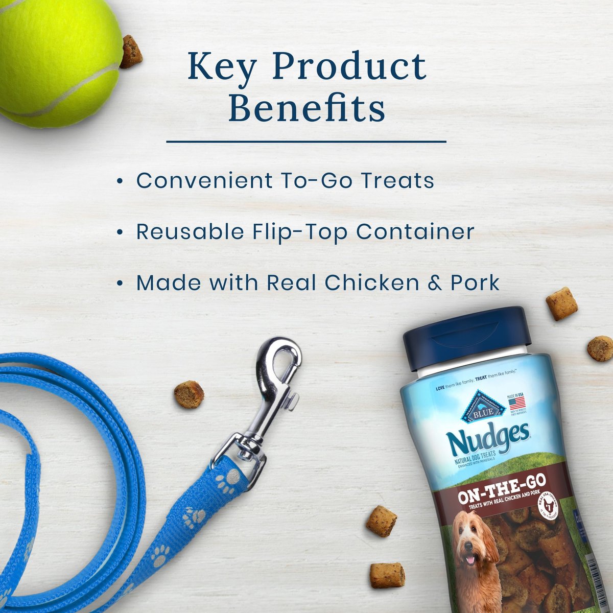 BLUE BUFFALO Nudges On The Go Chicken & Pork Natural Dog Treats, 5.5oz