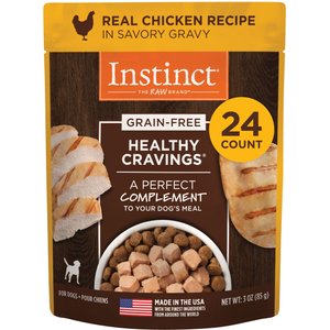 Instinct Healthy Cravings Grain-Free Cuts & Gravy Real Chicken Recipe Wet Dog Food Topper, 3-oz pouch, case of 24