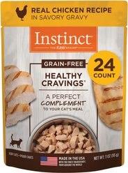 Instinct Healthy Cravings Grain-Free Cuts & Gravy Real Chicken Recipe Wet Cat Food Topper, 3-oz pouch, case of 24