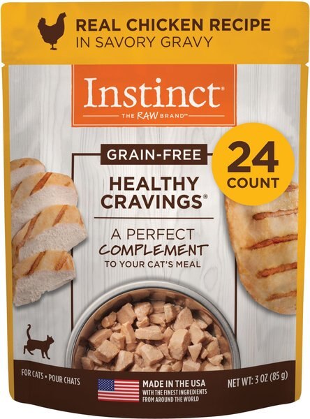 Instinct Healthy Cravings Grain-Free Cuts & Gravy Real Chicken Recipe Wet Cat Food Topper, 3-oz pouch, case of 24 slide 1 of 9